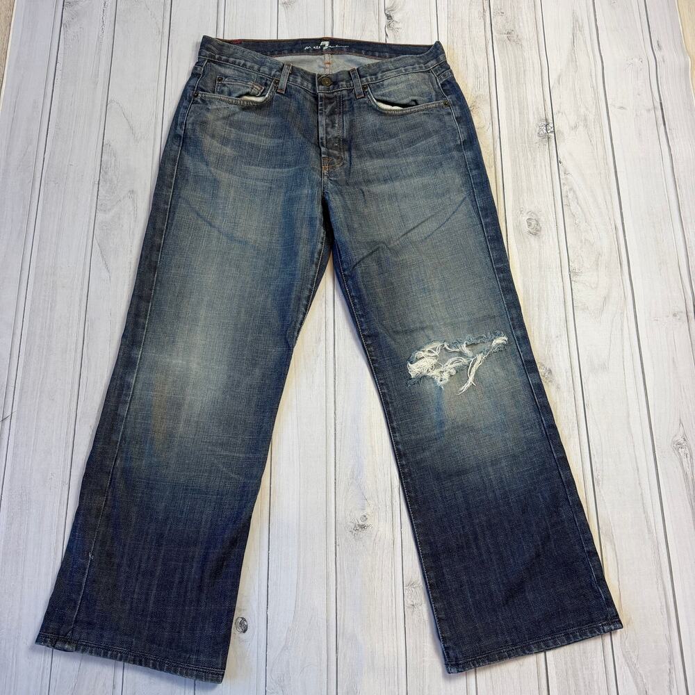 7 For All Mankind Relaxed Jeans Men's 33 Distressed Medium Wash Denim